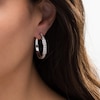 Thumbnail Image 2 of 0.23 CT. T.W. Diamond Hoop Earrings in Sterling Silver