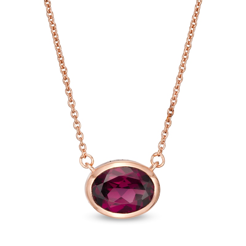Main Image 1 of Vera Wang Love Collection Sideways Rhodolite Garnet Wedding Party Gifts Necklace in 14K Rose Gold Vermeil