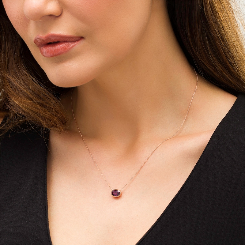Main Image 2 of Vera Wang Love Collection Sideways Rhodolite Garnet Wedding Party Gifts Necklace in 14K Rose Gold Vermeil