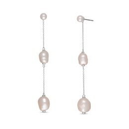 Vera Wang Love Collection Wedding Party Gifts Pearl Triple Drop Earrings in Sterling Silver