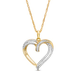 0.15 CT. T.W. Diamond Double Row Heart Pendant in 10K Gold