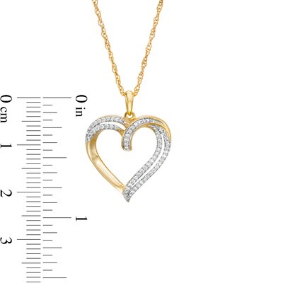 0.15 CT. T.W. Diamond Double Row Heart Pendant in 10K Gold