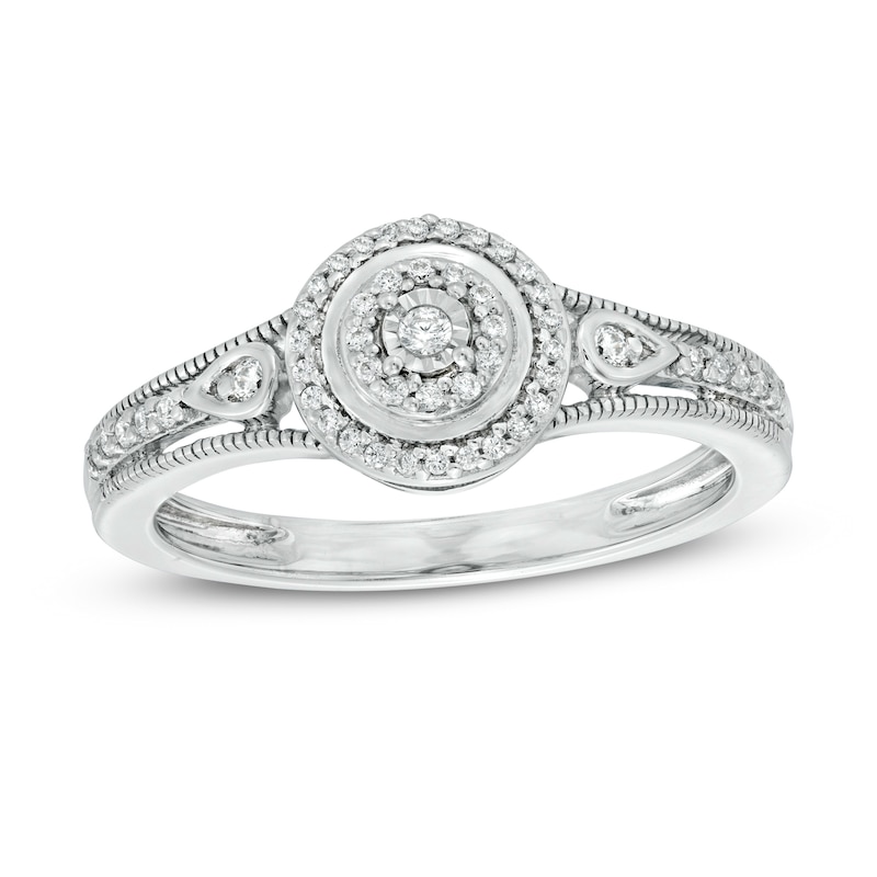 0.15 CT. T.W. Composite Diamond Vintage-Style Promise Ring in 10K White Gold|Peoples Jewellers