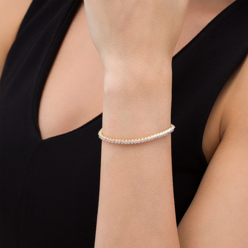Main Image 2 of 0.29 CT. T.W. Diamond Tennis Bracelet in Sterling Silver with 14K Gold Plate - 7.25"
