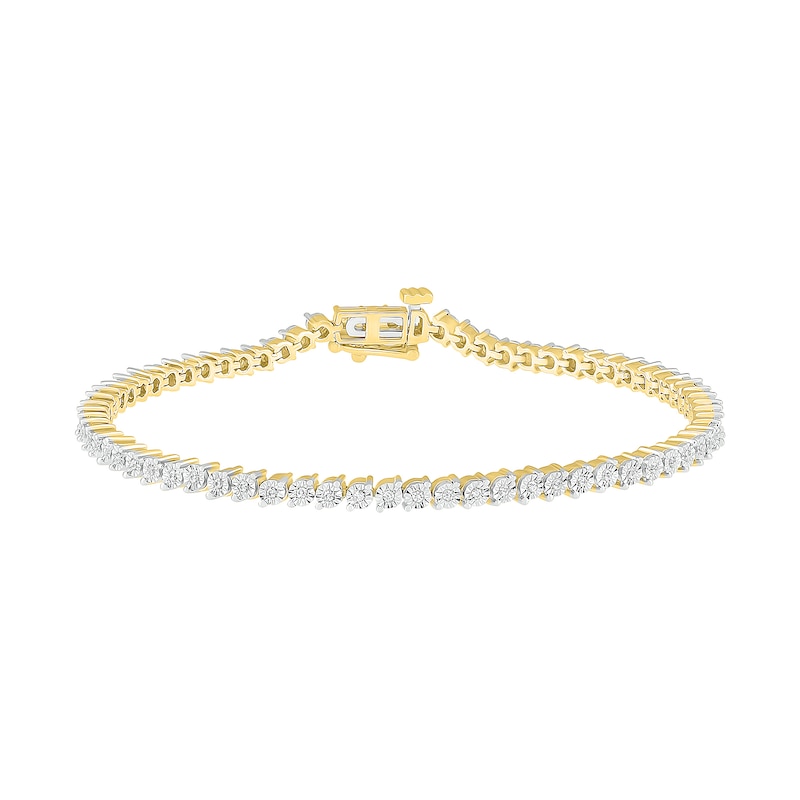 0.29 CT. T.W. Diamond Tennis Bracelet in Sterling Silver with 14K Gold Plate - 7.25"