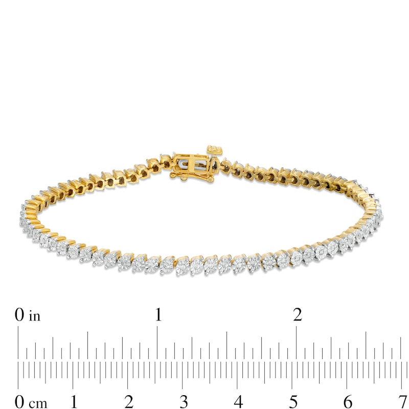 Main Image 5 of 0.29 CT. T.W. Diamond Tennis Bracelet in Sterling Silver with 14K Gold Plate - 7.25"