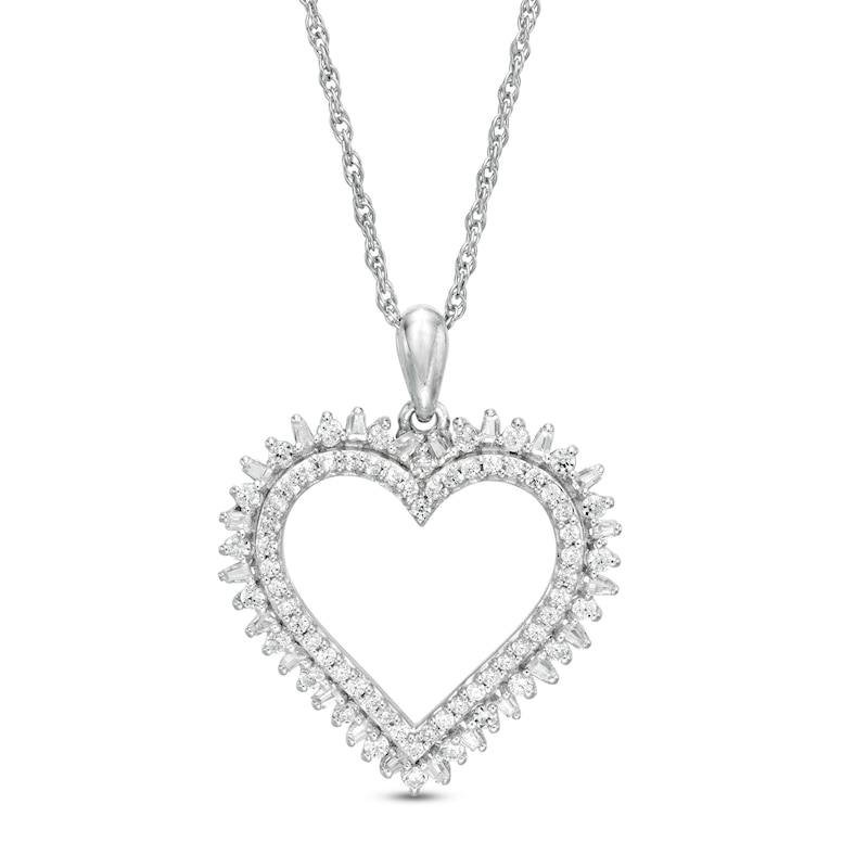 0.45 CT. T.W. Diamond Shadow Heart Pendant in 10K White Gold|Peoples Jewellers