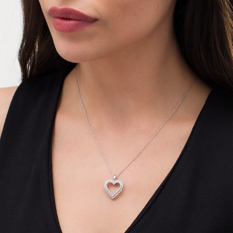 0.45 CT. T.W. Diamond Shadow Heart Pendant in 10K White Gold|Peoples Jewellers