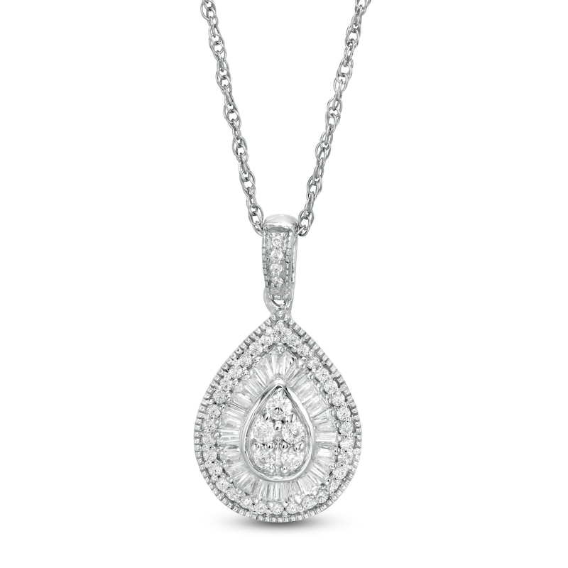 0.37 CT. T.W. Composite Diamond Teardrop Pendant in 10K White Gold