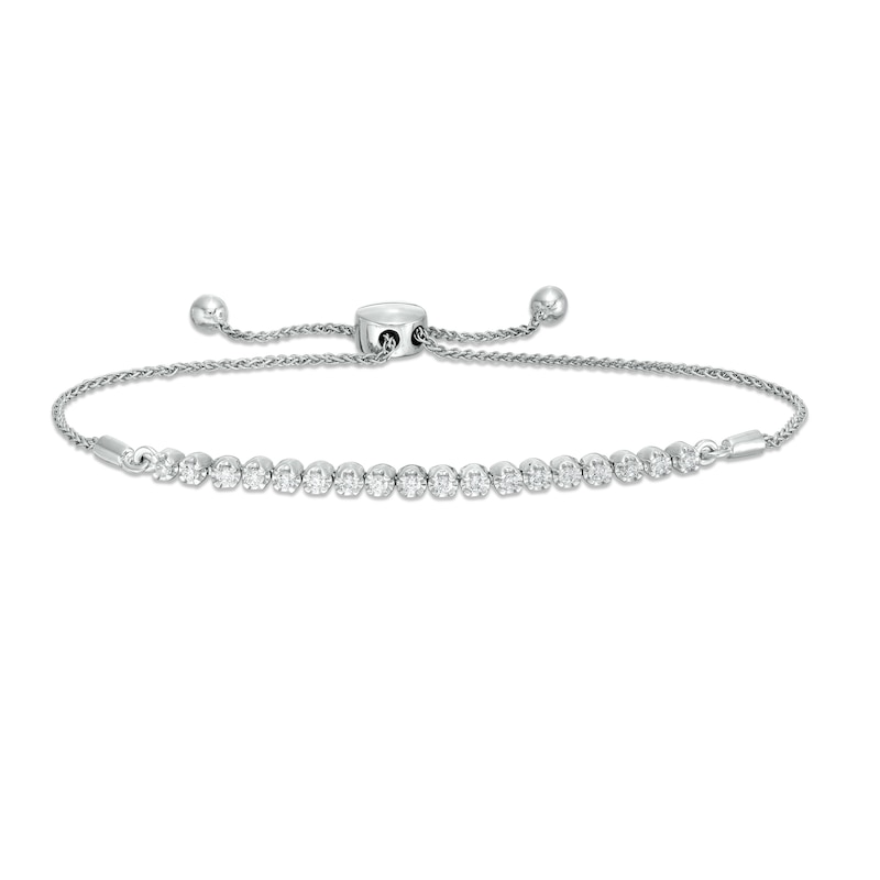 Main Image 1 of 0.45 CT. T.W. Diamond Bolo Bracelet in Sterling Silver - 9.5"