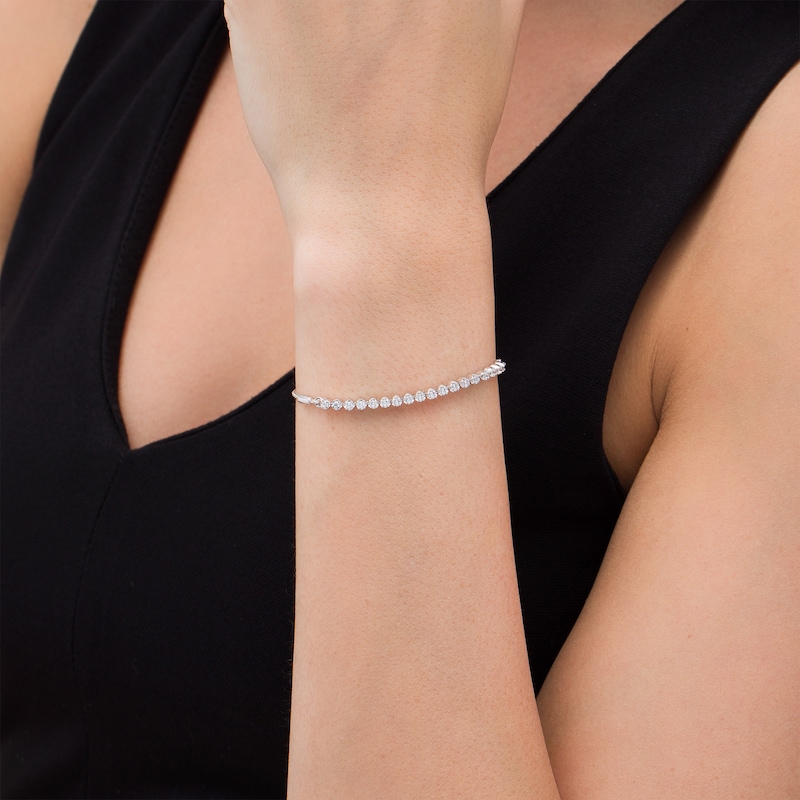Main Image 2 of 0.45 CT. T.W. Diamond Bolo Bracelet in Sterling Silver - 9.5"