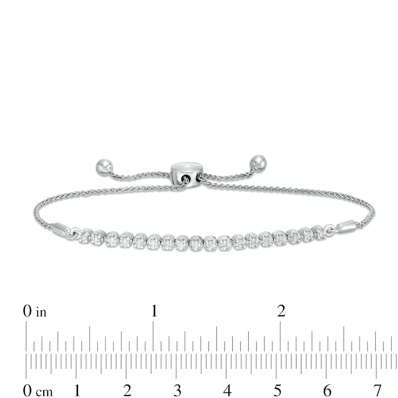 Main Image 3 of 0.45 CT. T.W. Diamond Bolo Bracelet in Sterling Silver - 9.5"