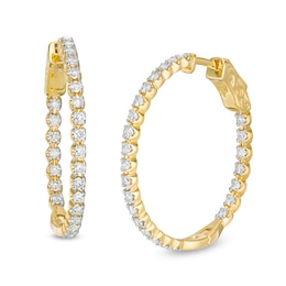 Marilyn Monroe™ Collection 0.95 CT. T.W. Journey Diamond Inside-Out Hoop Earrings in 10K Gold