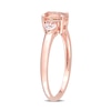 Thumbnail Image 2 of Oval Morganite and 0.05 CT. T.W. Diamond Trio Heart-Sides Ring in Sterling Silver with Rose Rhodium