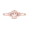 Thumbnail Image 3 of Oval Morganite and 0.05 CT. T.W. Diamond Trio Heart-Sides Ring in Sterling Silver with Rose Rhodium
