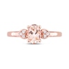 Thumbnail Image 4 of Oval Morganite and 0.05 CT. T.W. Diamond Trio Heart-Sides Ring in Sterling Silver with Rose Rhodium