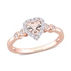 Thumbnail Image 1 of 5.0mm Heart-Shaped Morganite, White Topaz and Diamond Accent Frame Heart-Sides Ring in Sterling Silver with Rose Rhodium
