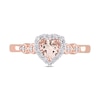 Thumbnail Image 4 of 5.0mm Heart-Shaped Morganite, White Topaz and Diamond Accent Frame Heart-Sides Ring in Sterling Silver with Rose Rhodium
