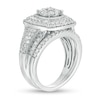Thumbnail Image 3 of 1.23 CT. T.W. Composite Diamond Cushion Frame Multi-Row Vintage-Style Bridal Set in 10K White Gold