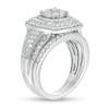 Thumbnail Image 2 of 1.23 CT. T.W. Composite Diamond Cushion Frame Multi-Row Vintage-Style Bridal Set in 10K White Gold