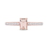 Thumbnail Image 4 of Emerald-Cut Morganite and 0.09 CT. T.W. Diamond Ring in 10K Rose Gold