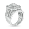 Thumbnail Image 3 of 1.29 CT. T.W. Composite Emerald Diamond Rectangle Frame Multi-Row Vintage-Style Bridal Set in 10K White Gold