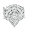 Thumbnail Image 1 of 1.23 CT. T.W. Composite Pear Diamond Frame Multi-Row Vintage-Style Bridal Set in 10K White Gold