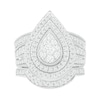 Thumbnail Image 3 of 1.23 CT. T.W. Composite Pear Diamond Frame Multi-Row Vintage-Style Bridal Set in 10K White Gold