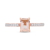 Thumbnail Image 4 of Emerald-Cut Morganite and 0.11 CT. T.W. Diamond Ring in 10K Rose Gold