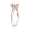 Thumbnail Image 3 of Emerald-Cut Morganite and 0.10 CT. T.W. Diamond Floral Shank Ring in 10K Rose Gold