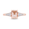 Thumbnail Image 4 of Emerald-Cut Morganite and 0.10 CT. T.W. Diamond Floral Shank Ring in 10K Rose Gold