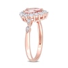 Thumbnail Image 2 of Pear-Shaped Morganite, White Topaz and Diamond Accent Frame Double Leaf-Sides Ring in 10K Rose Gold