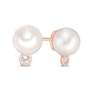 Thumbnail Image 1 of Vera Wang Love Collection Pearl and White Topaz Wedding Party Gifts Earrings in 14K Rose Gold Vermail