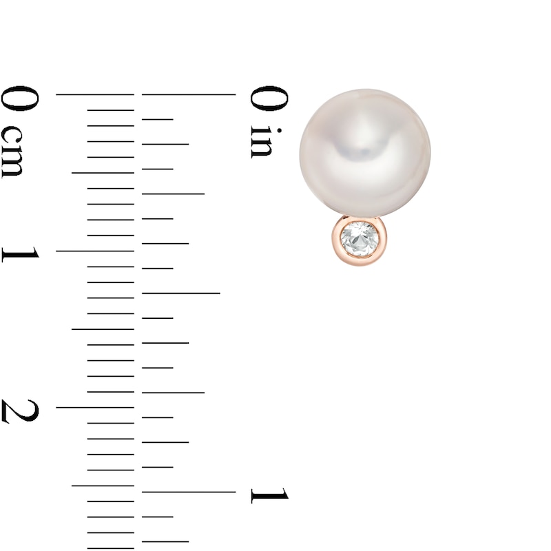 Main Image 4 of Vera Wang Love Collection Pearl and White Topaz Wedding Party Gifts Earrings in 14K Rose Gold Vermail