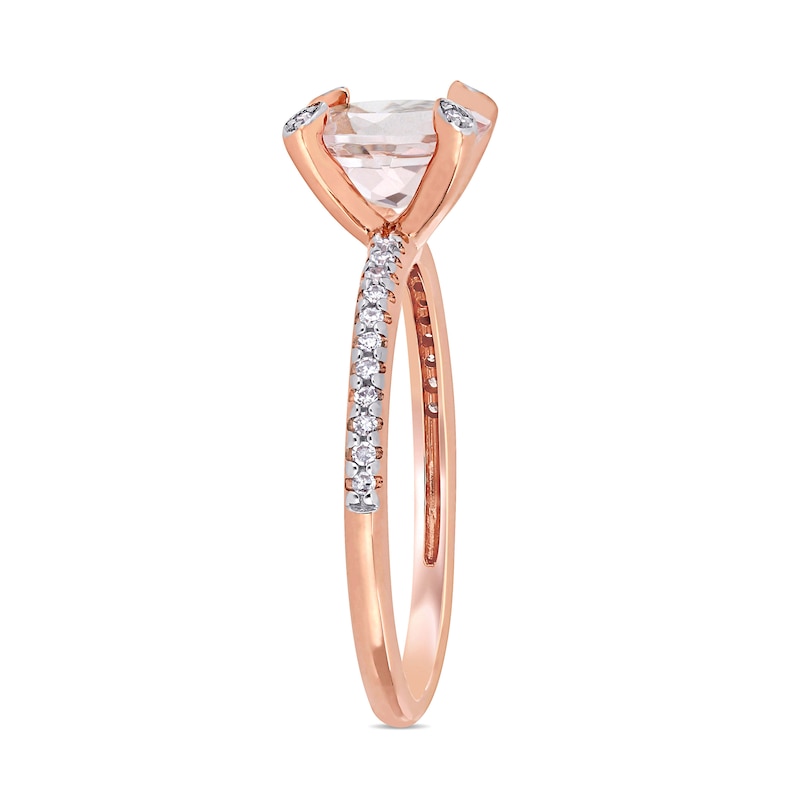 Oval Morganite and 0.10 CT. T.W. Diamond Ring in 10K Rose Gold
