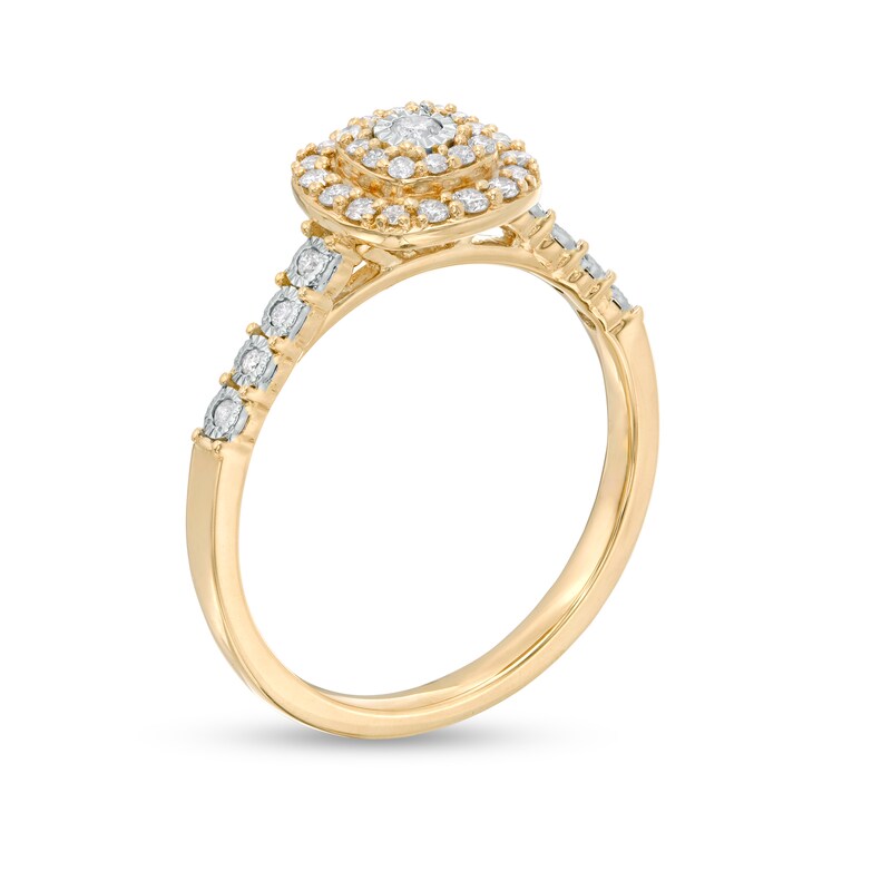 0.25 CT. T.W. Diamond Double Cushion Frame Engagement Ring in 10K Gold