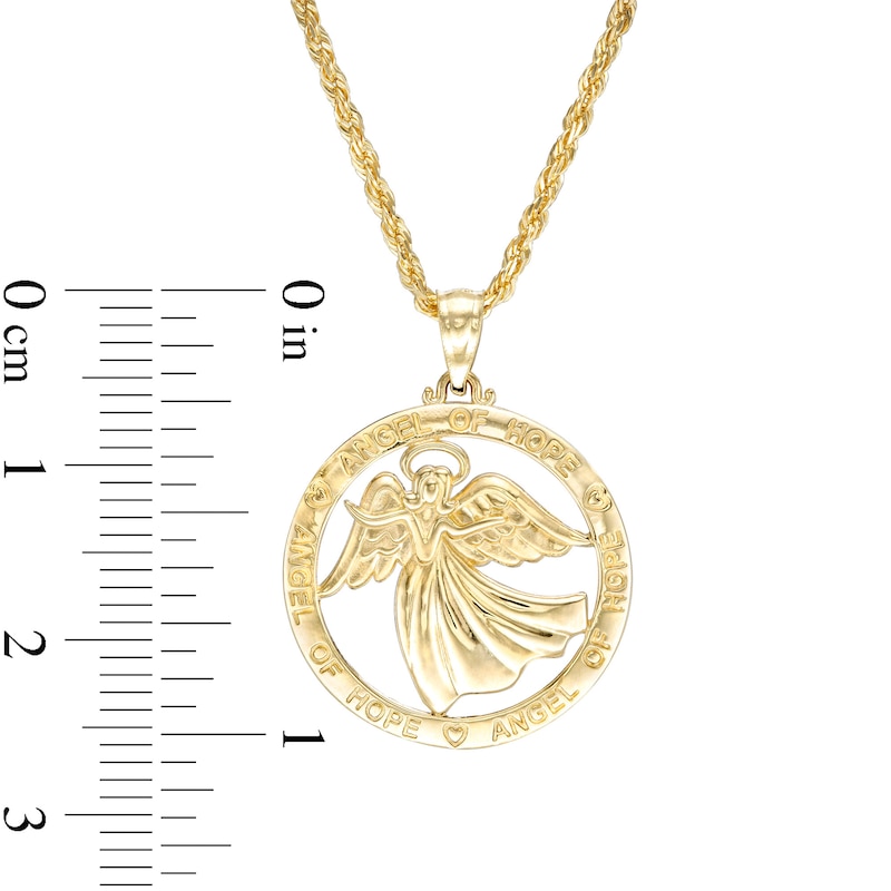 Exclusive Etched Guardian "ANGEL OF HOPE" and Hearts Open Circle with Angel Pendant in 10K Gold
