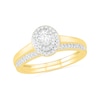 Thumbnail Image 1 of 0.37 CT. T.W. Oval Diamond Double Frame Bridal Set in 10K Gold