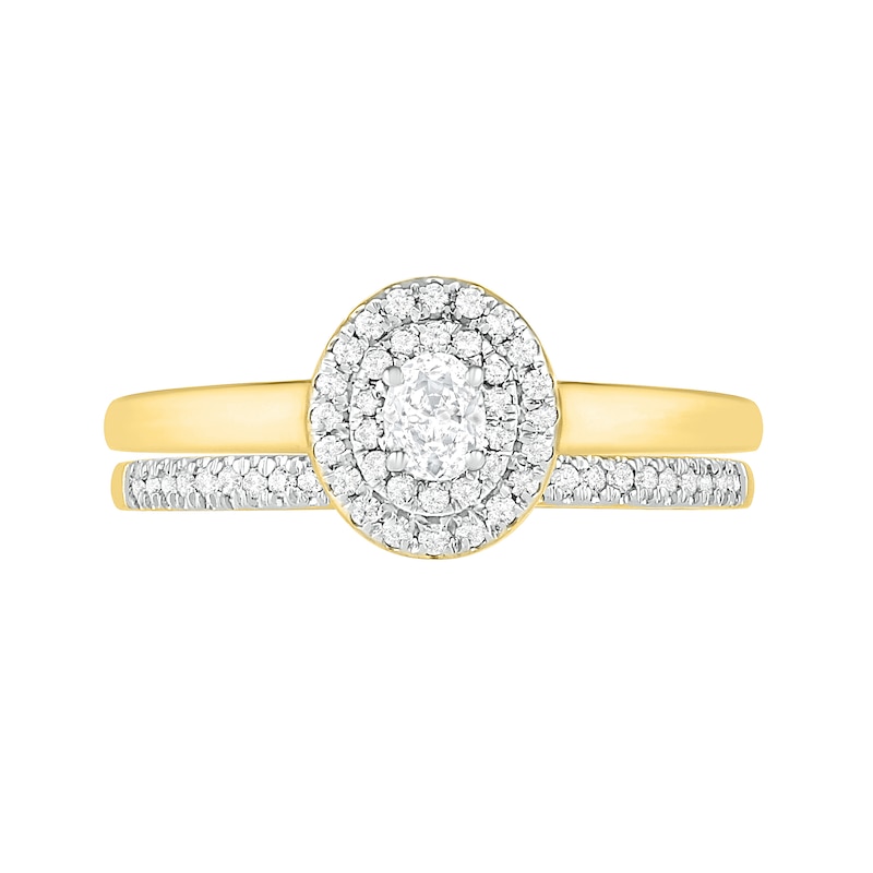 Main Image 3 of 0.37 CT. T.W. Oval Diamond Double Frame Bridal Set in 10K Gold