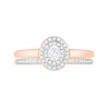 Thumbnail Image 2 of 0.37 CT. T.W. Oval Diamond Double Frame Bridal Set in 10K Rose Gold