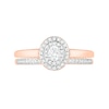 Thumbnail Image 2 of 0.37 CT. T.W. Oval Diamond Double Frame Bridal Set in 10K Rose Gold