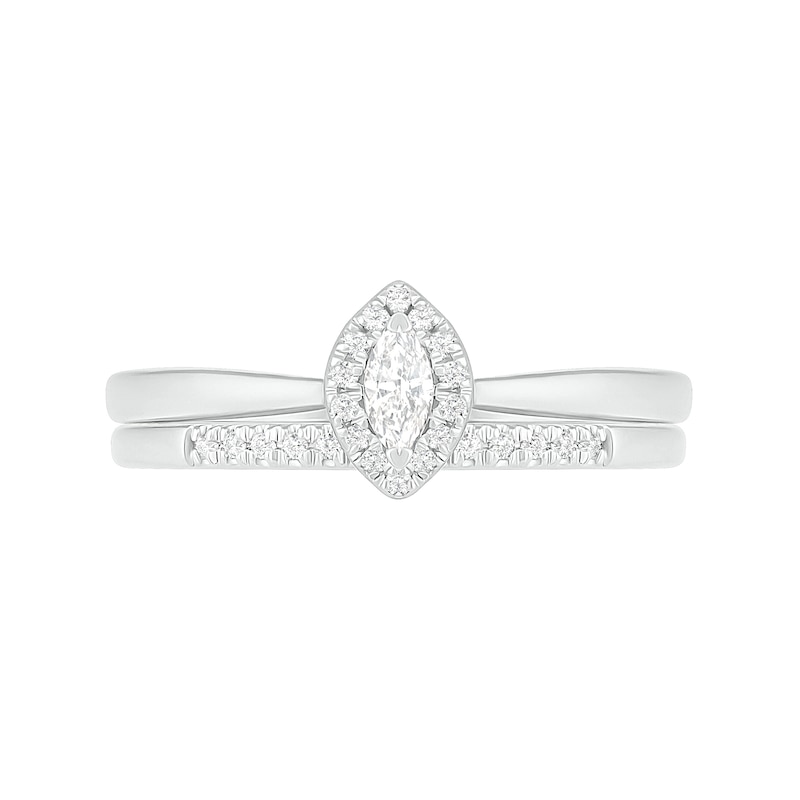 0.23 CT. T.W. Marquise Diamond Frame Bridal Set in 10K White Gold