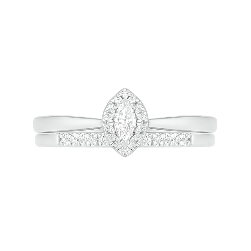 Main Image 3 of 0.23 CT. T.W. Marquise Diamond Frame Bridal Set in 10K White Gold