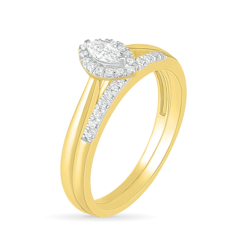 Main Image 2 of 0.23 CT. T.W. Marquise Diamond Frame Bridal Set in 10K Gold