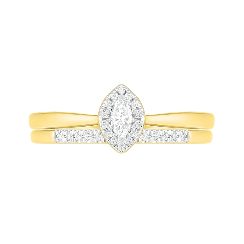 Main Image 3 of 0.23 CT. T.W. Marquise Diamond Frame Bridal Set in 10K Gold