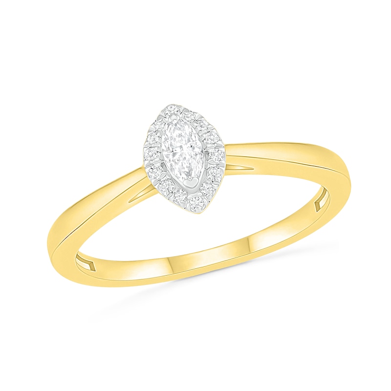 Main Image 4 of 0.23 CT. T.W. Marquise Diamond Frame Bridal Set in 10K Gold