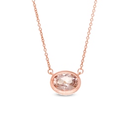 Vera Wang Love Collection Wedding Party Gifts Sideways Morganite Necklace in 14K Rose Gold Vermeil