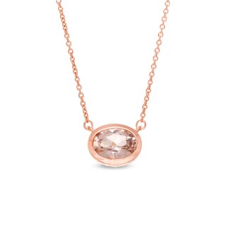Vera Wang Love Collection Wedding Party Gifts Sideways Morganite Necklace in 14K Rose Gold Vermeil