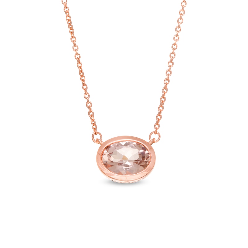 Main Image 1 of Vera Wang Love Collection Wedding Party Gifts Sideways Morganite Necklace in 14K Rose Gold Vermeil