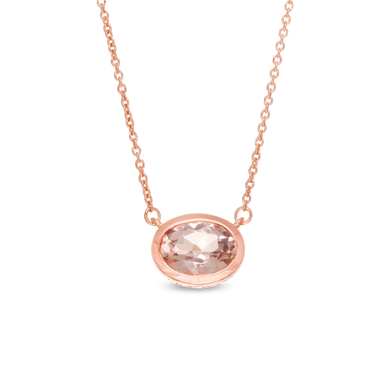 Vera Wang Love Collection Wedding Party Gifts Sideways Morganite Necklace in 14K Rose Gold Vermeil|Peoples Jewellers